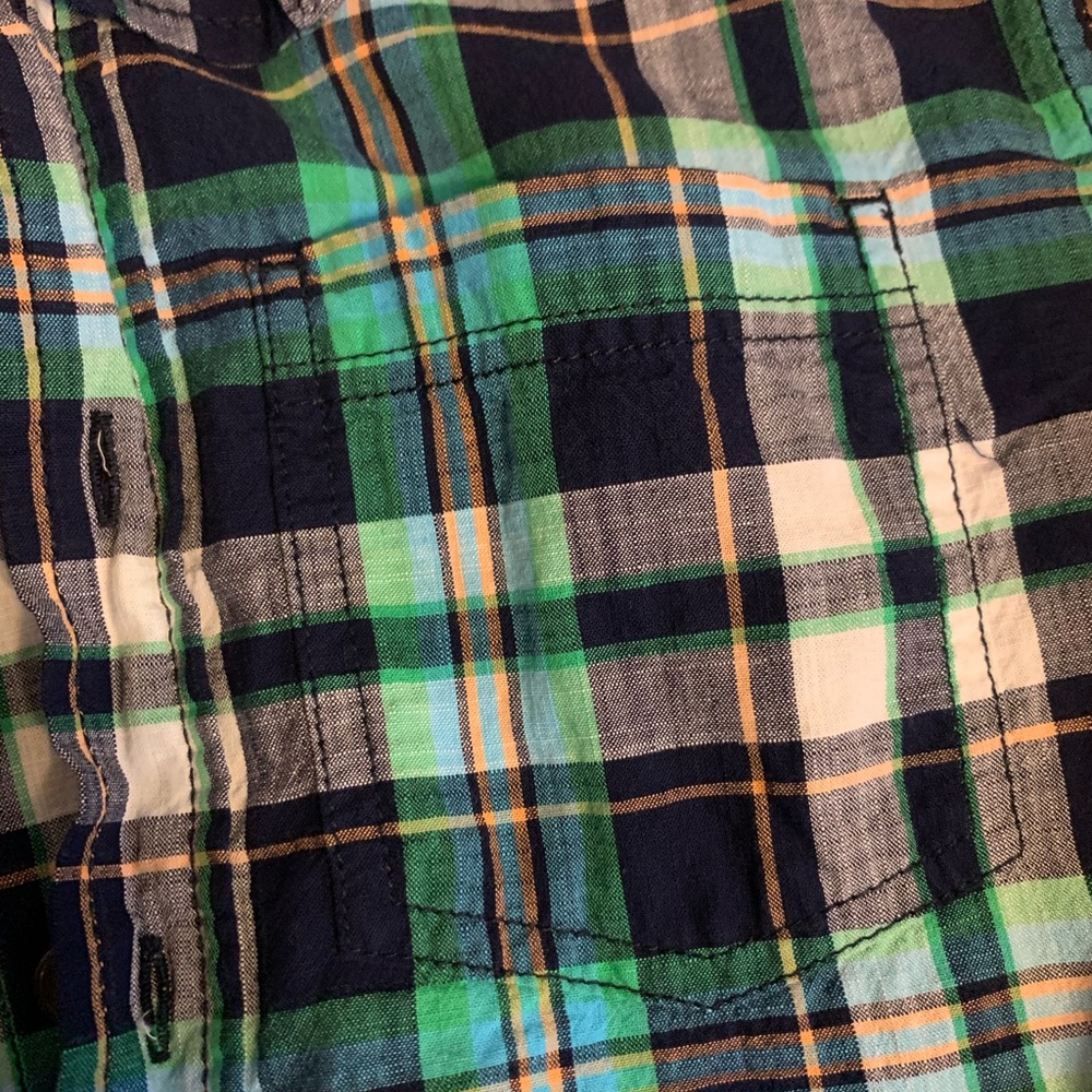 Cat & Jack Plaid Green Button Up - Picture 4 of 9